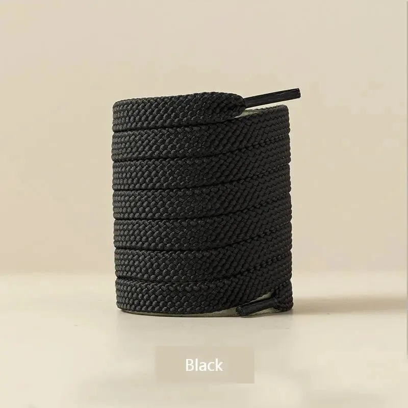 1pair Classic Sneakers Fabric Flat White Black Elastic Shoes Laces 100/120/140/160cm Length