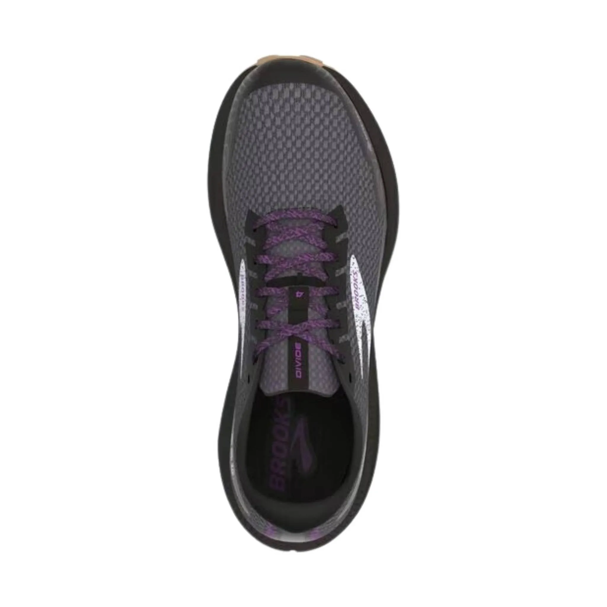 Womens Brooks Divide 4 GTX Trail Running Shoe - Black/Blackened Pearl/Purple