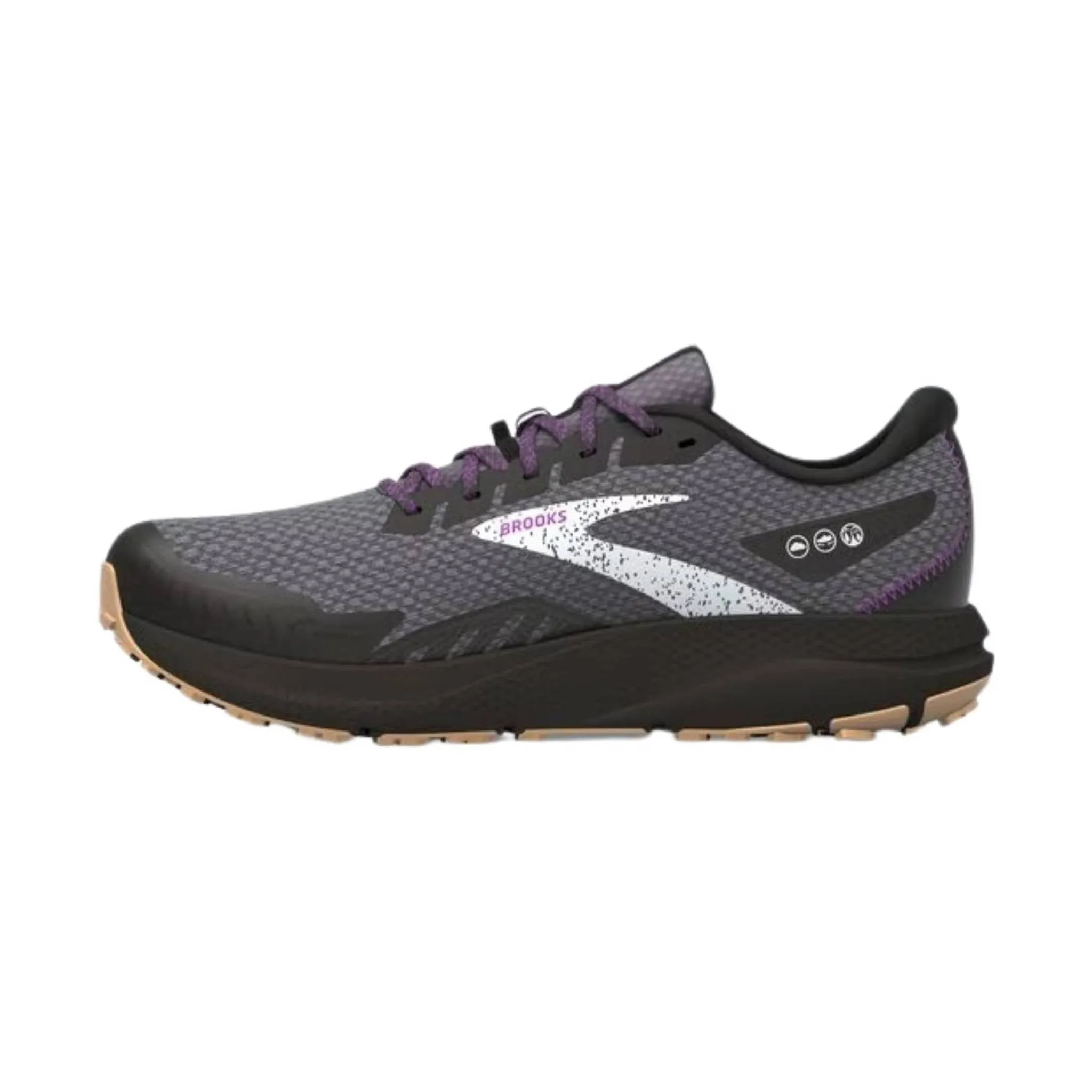 Womens Brooks Divide 4 GTX Trail Running Shoe - Black/Blackened Pearl/Purple