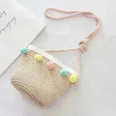 Children Bags Hats Female Decoration Small Colored Balls Sunscreen Lace Beach Hats Breathable Sandals
