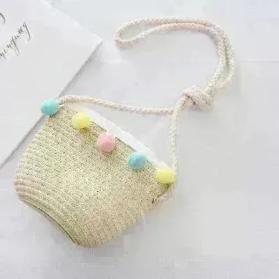 Children Bags Hats Female Decoration Small Colored Balls Sunscreen Lace Beach Hats Breathable Sandals