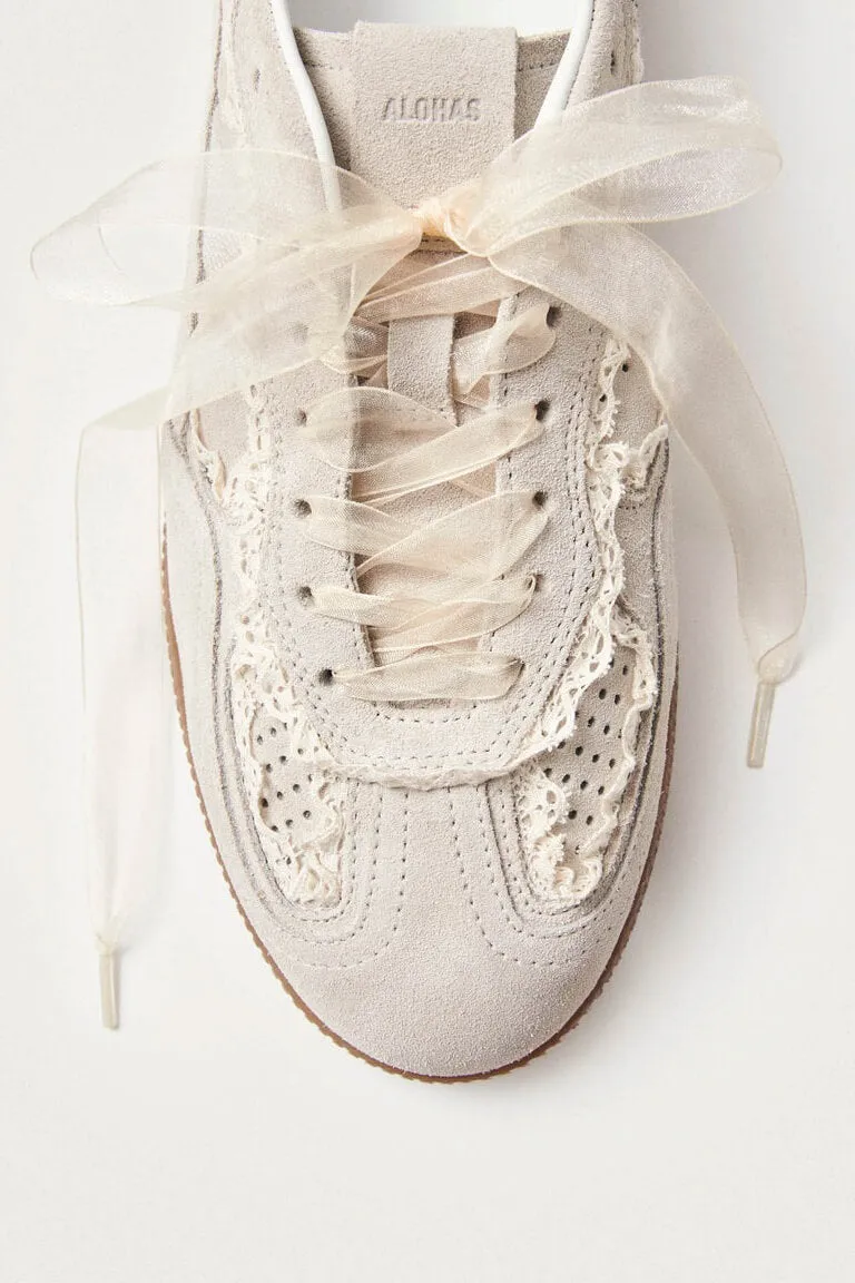 Crochet Cream Leather Sneakers