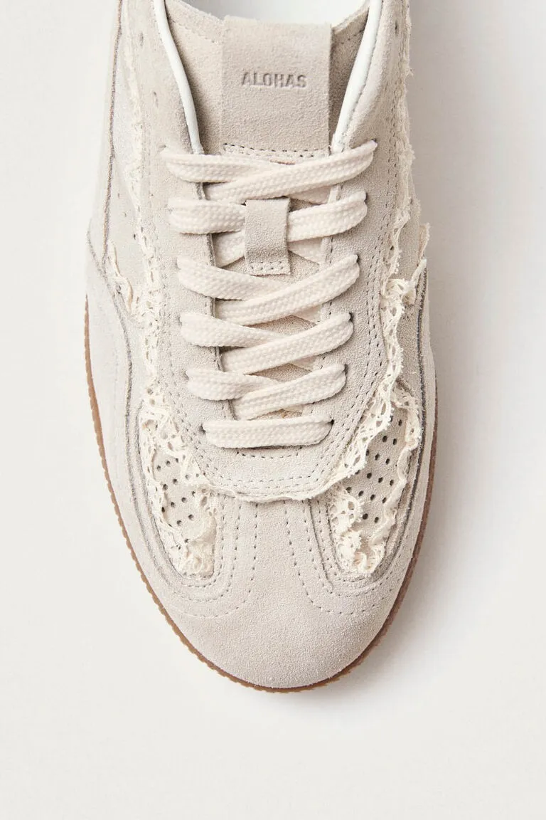 Crochet Cream Leather Sneakers