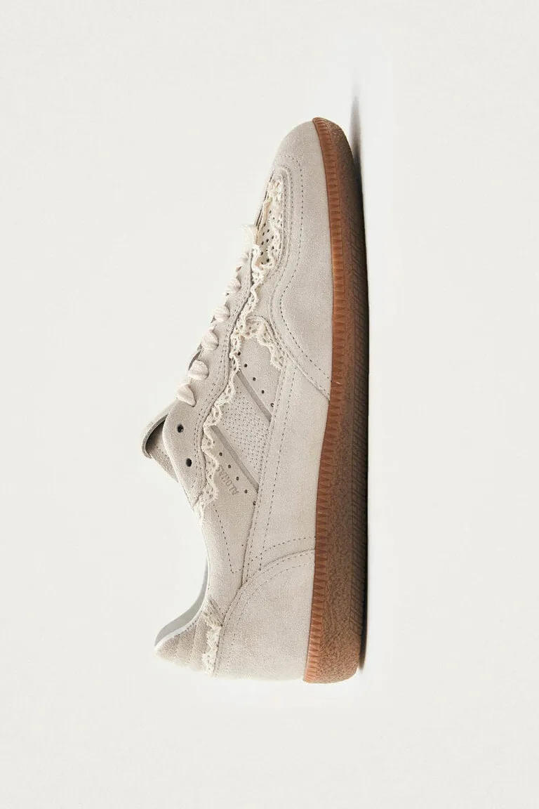 Crochet Cream Leather Sneakers