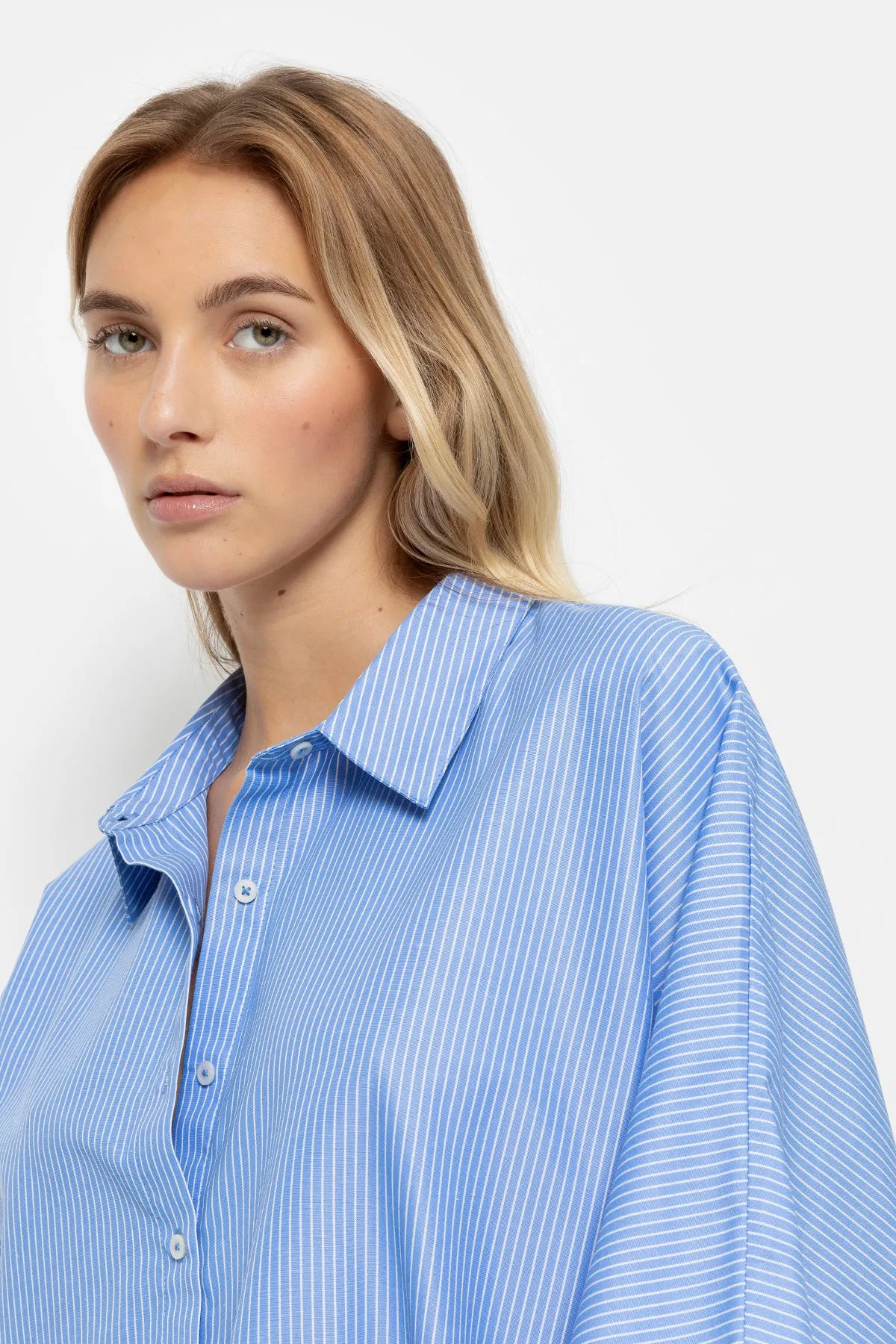 Gala Striped Oversized Shirt | Light Blue & White