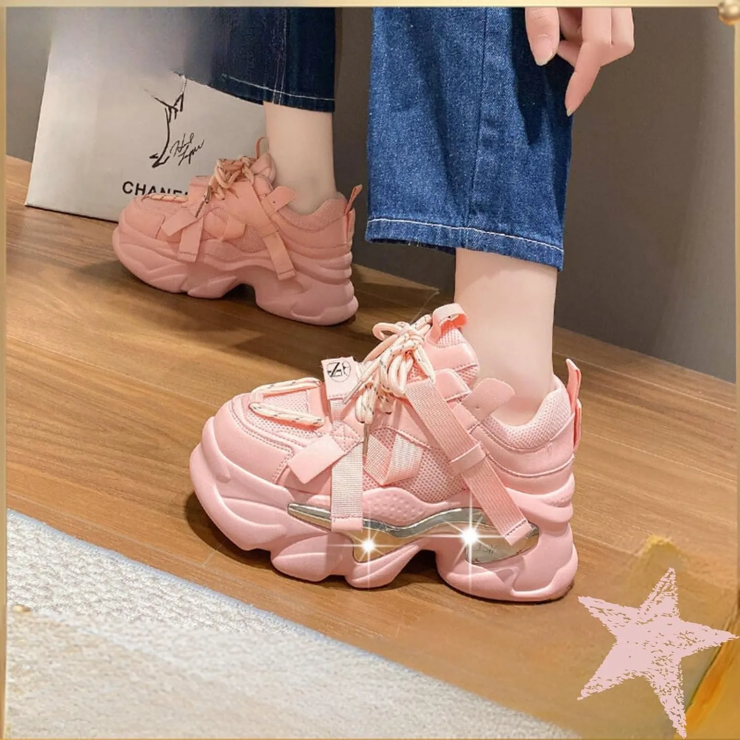 Height-Increased Platform Shoes - Chunky Sneakers for Women, Trendy Platform Dad Shoes, Aesthetic Shoes, Casual Footwear