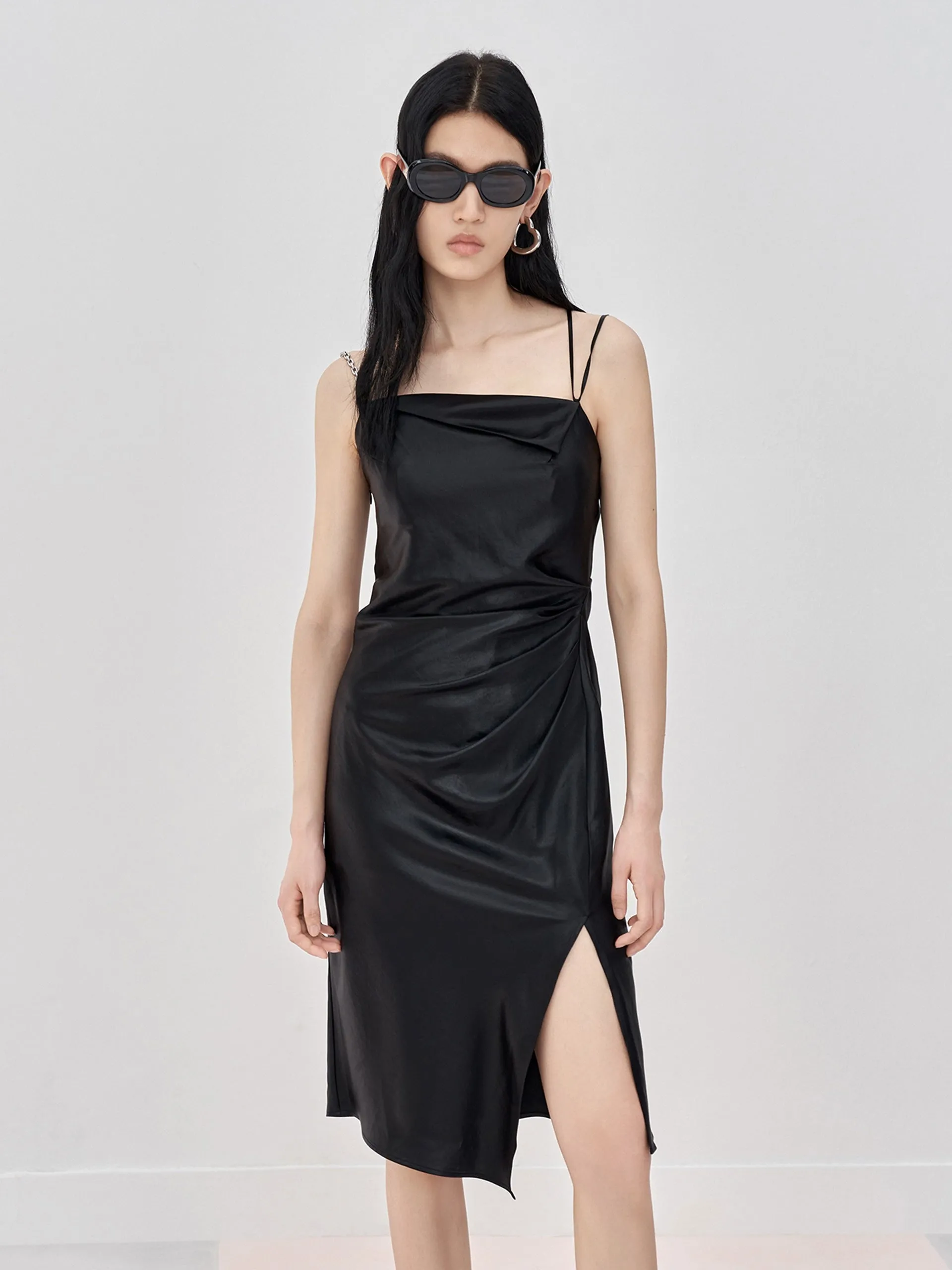 HOT SALE Check Side Slit Cami Dress