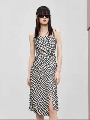 HOT SALE Check Side Slit Cami Dress