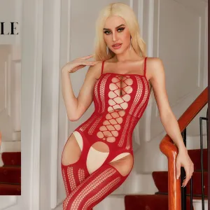 Jacquard sexy mesh jumpsuit
