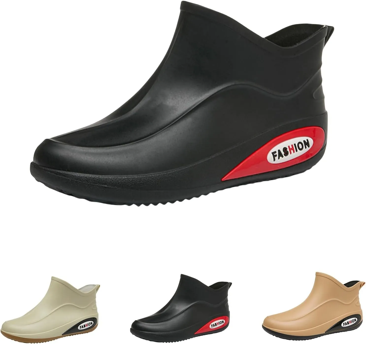 Men's Waterproof Rubber Rain Boots Non-slip Rain Boots Fishing Shoes Plush Lined Short Boots Outdoor Work Boots