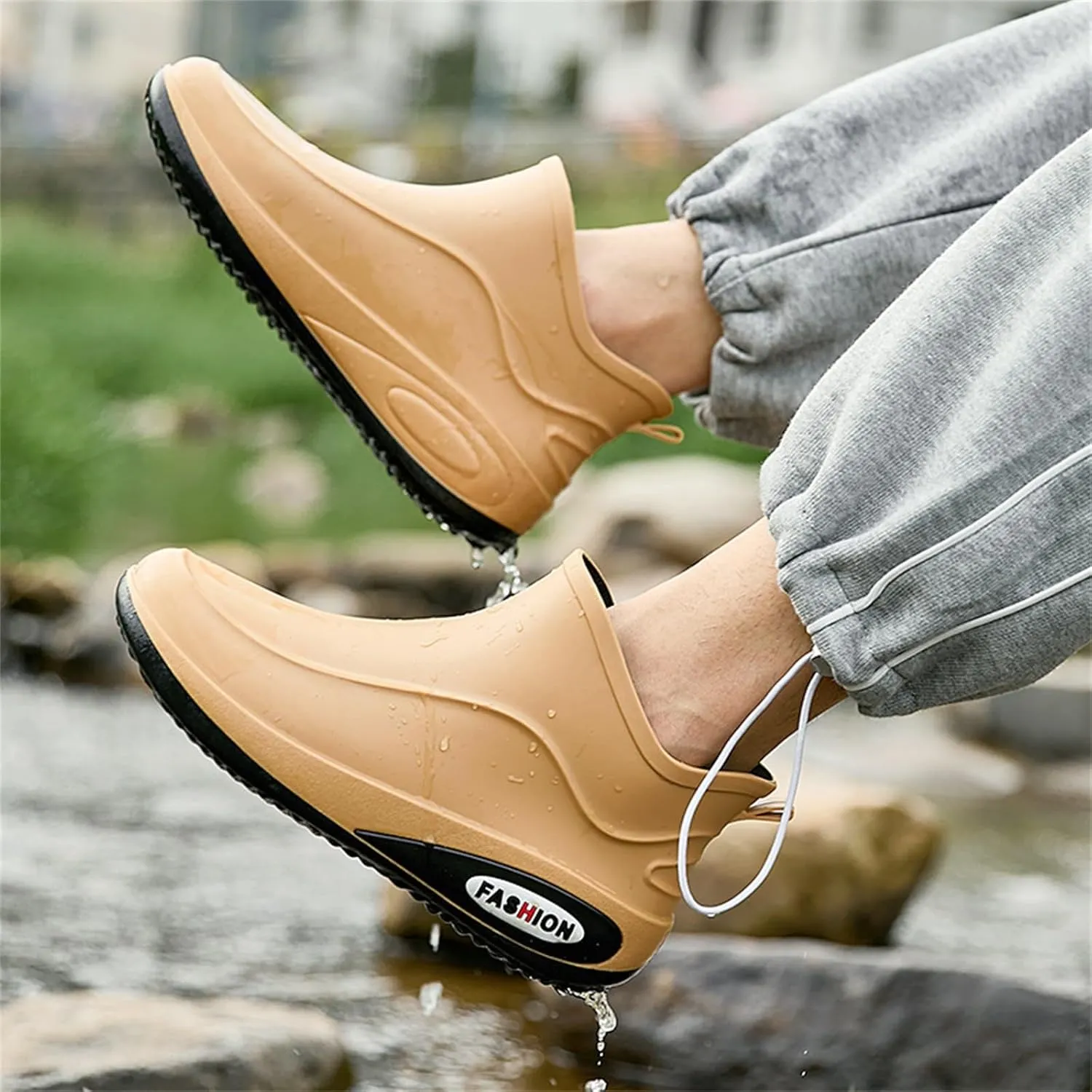 Men's Waterproof Rubber Rain Boots Non-slip Rain Boots Fishing Shoes Plush Lined Short Boots Outdoor Work Boots