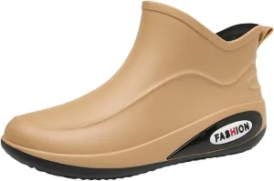 Men's Waterproof Rubber Rain Boots Non-slip Rain Boots Fishing Shoes Plush Lined Short Boots Outdoor Work Boots