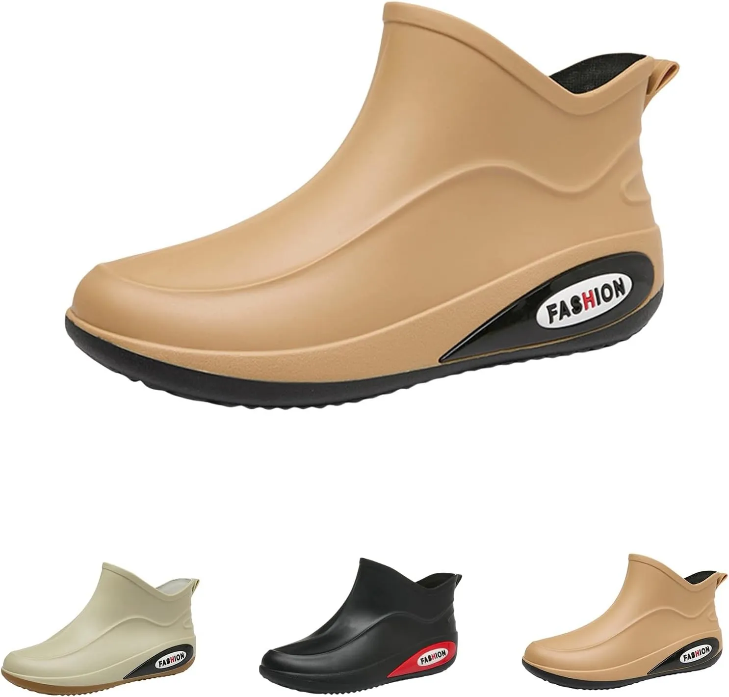 Men's Waterproof Rubber Rain Boots Non-slip Rain Boots Fishing Shoes Plush Lined Short Boots Outdoor Work Boots