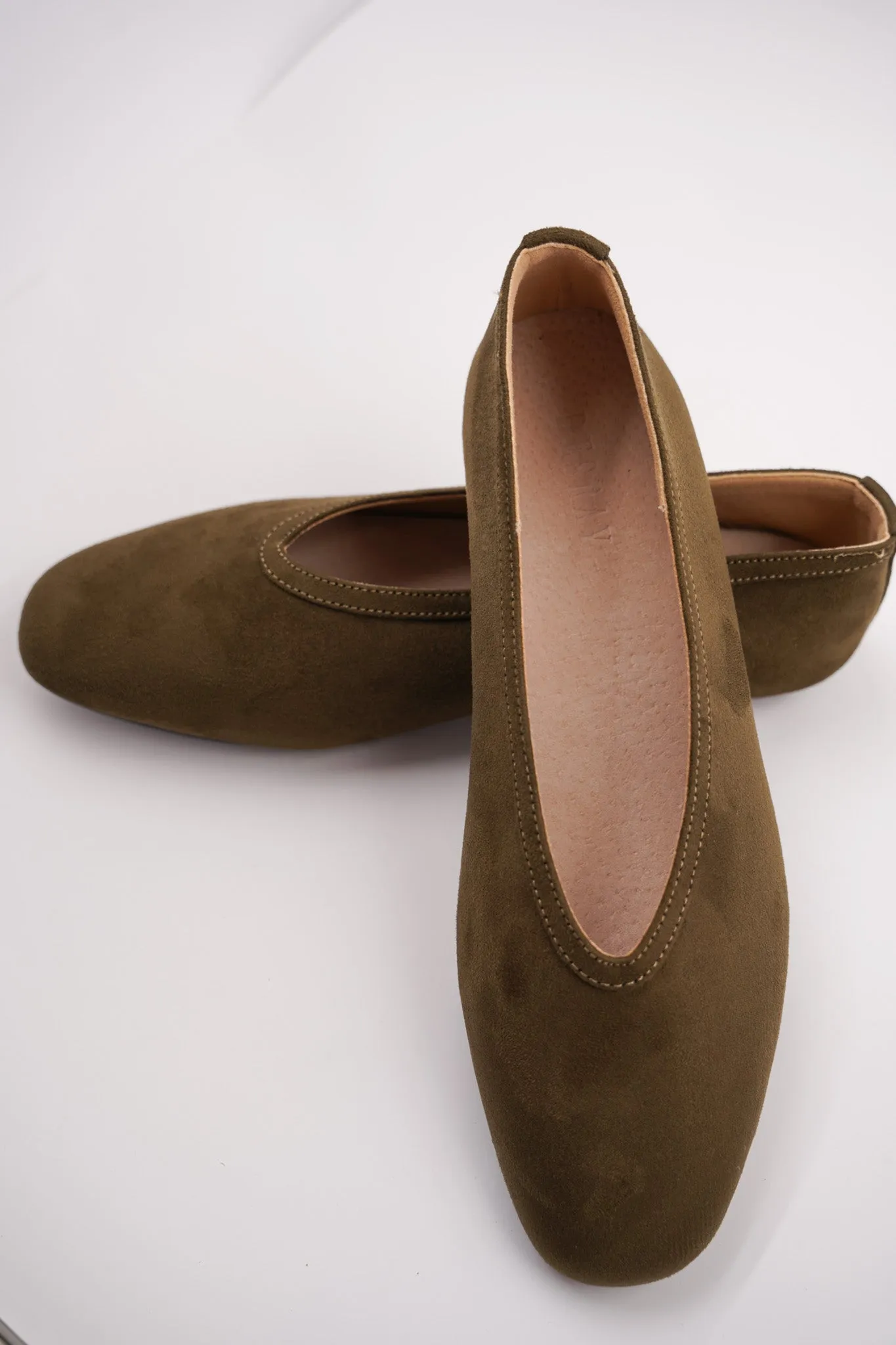 Olive Ballet Pumps.