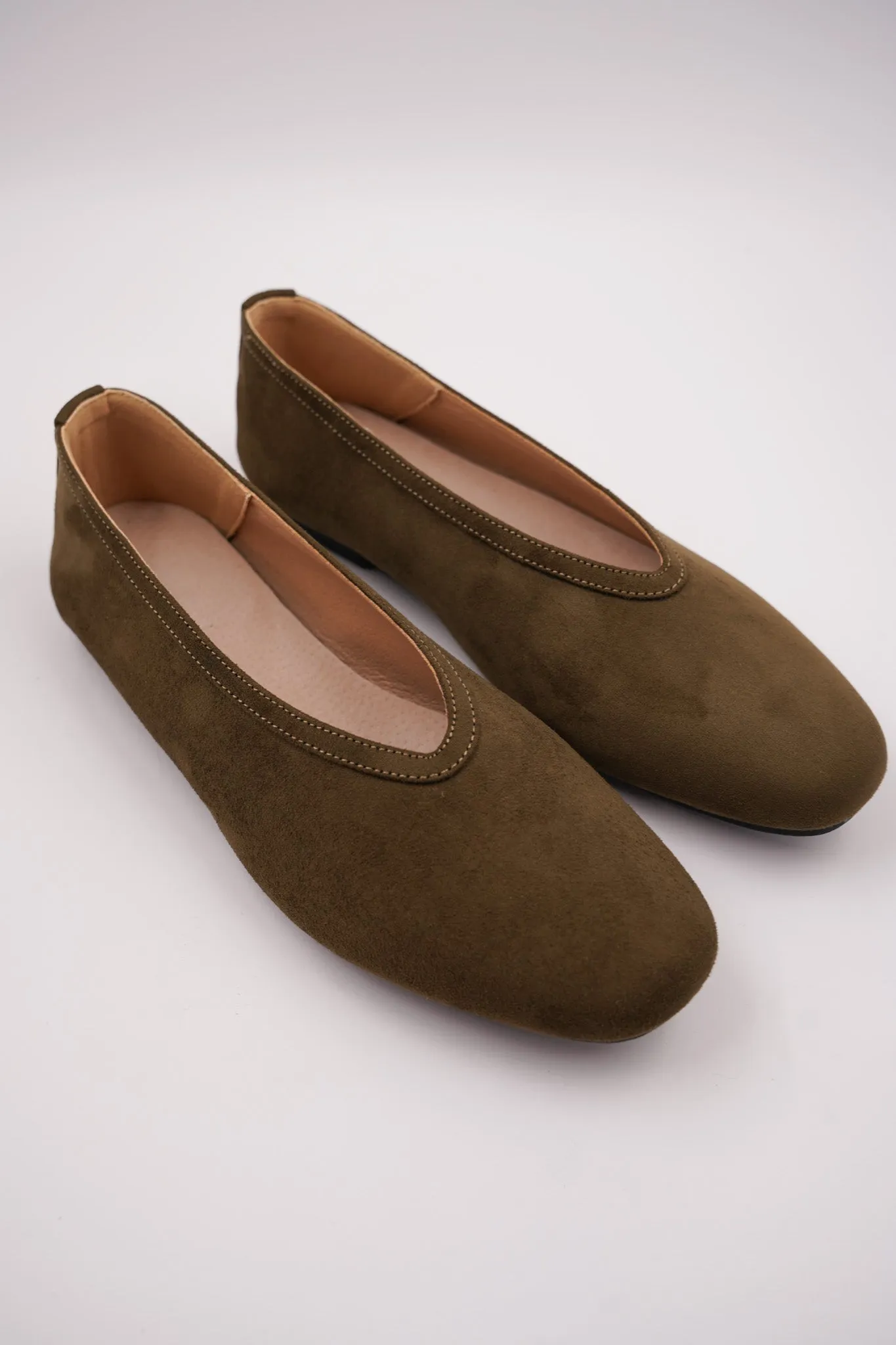 Olive Ballet Pumps.