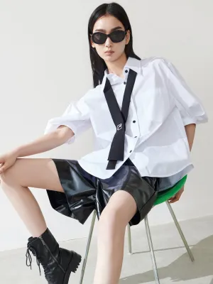 Tie Included Puff Sleeve Shirt