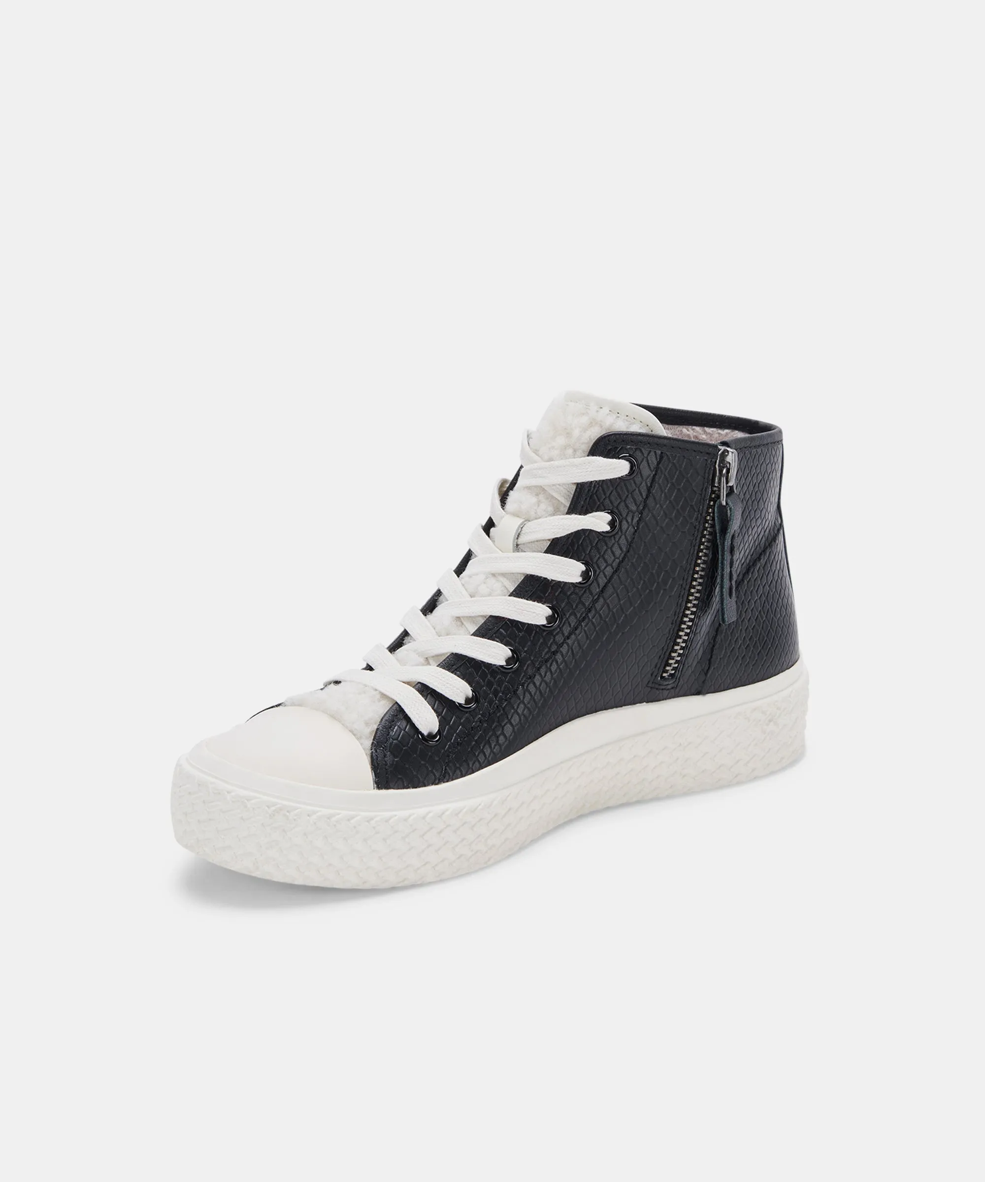 VEOLA PLUSH SNEAKERS BLACK EMBOSSED LEATHER re:vita