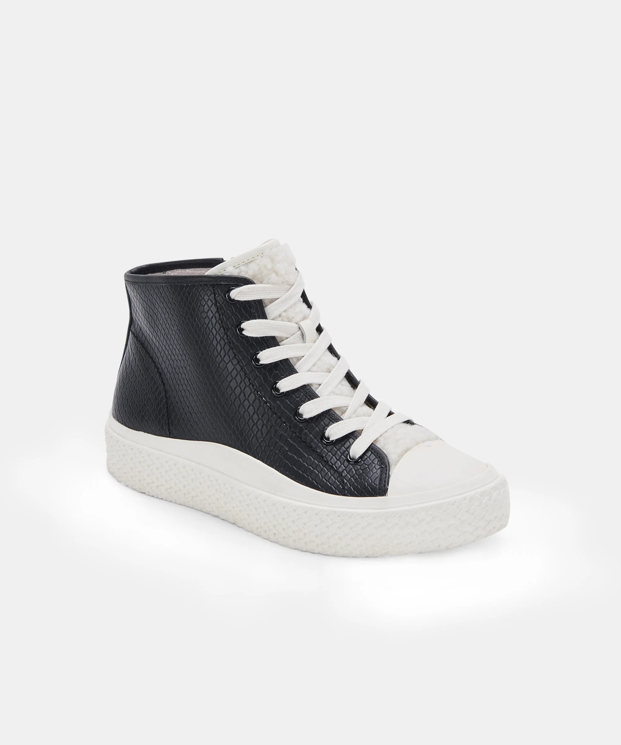 VEOLA PLUSH SNEAKERS BLACK EMBOSSED LEATHER re:vita