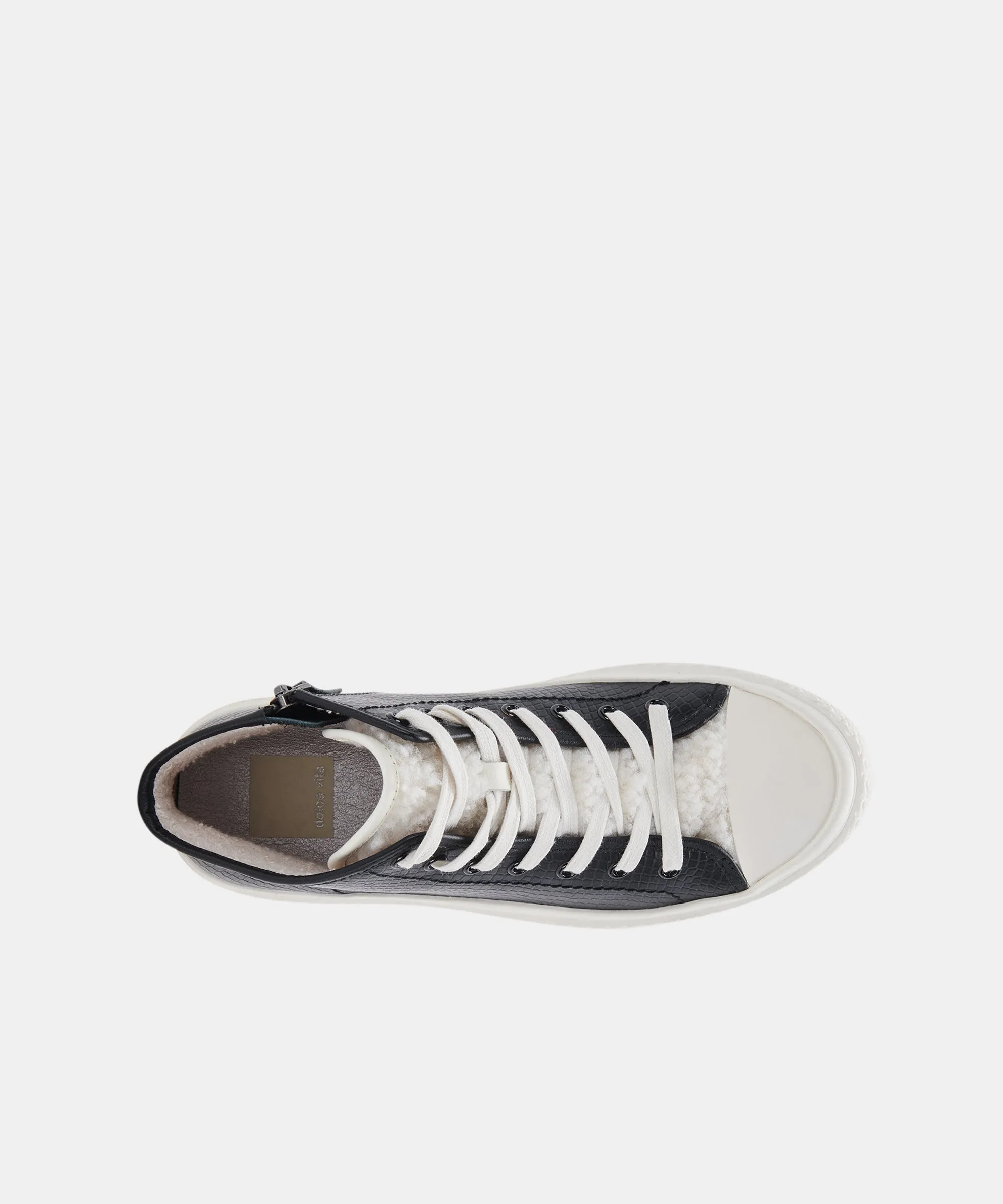 VEOLA PLUSH SNEAKERS BLACK EMBOSSED LEATHER re:vita