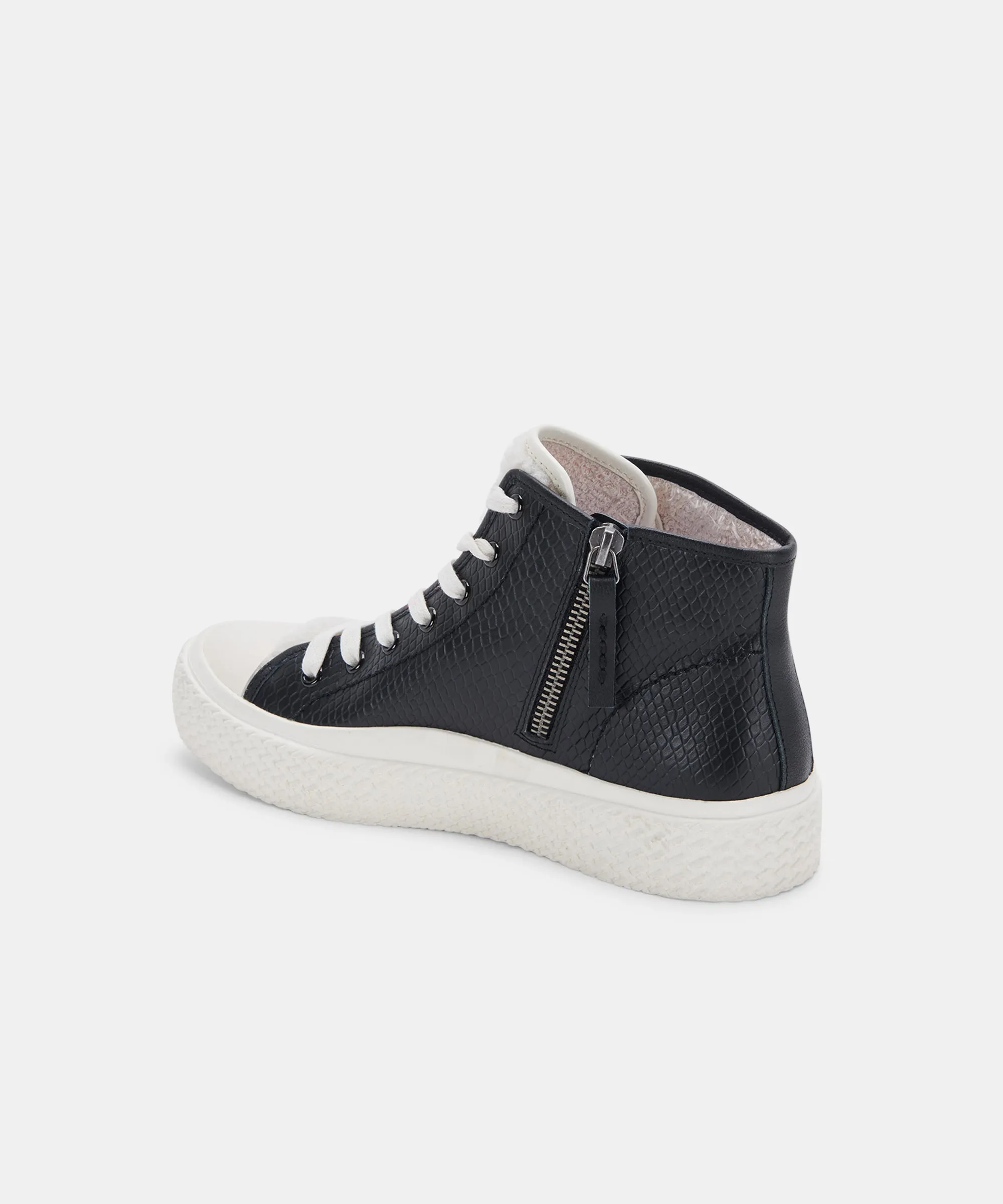 VEOLA PLUSH SNEAKERS BLACK EMBOSSED LEATHER re:vita