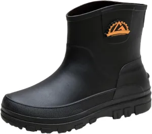 Women's Rain Boots Chelsea Mid Heel Ankle Boots Waterproof Non-Slip Chunky Platform Lug Sole Short Garden Boots