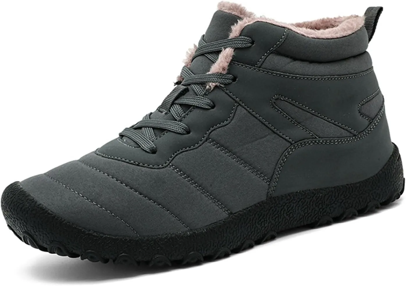 Work Boots for Men Slip On Hiking Sneakers Fur Lined Ankle Boot Womens Safety Shoes Slip On Waterproof Outdoor Shoes Lightweight Anti Slip Hike Grounded Footwear
